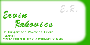 ervin rakovics business card